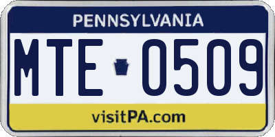 PA license plate MTE0509