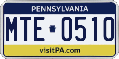 PA license plate MTE0510