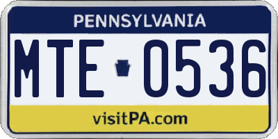 PA license plate MTE0536
