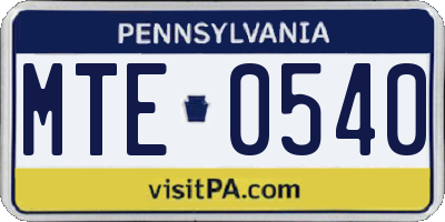 PA license plate MTE0540
