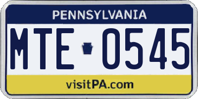 PA license plate MTE0545