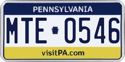 PA license plate MTE0546