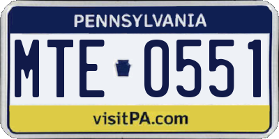 PA license plate MTE0551