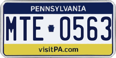 PA license plate MTE0563