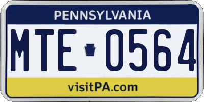 PA license plate MTE0564