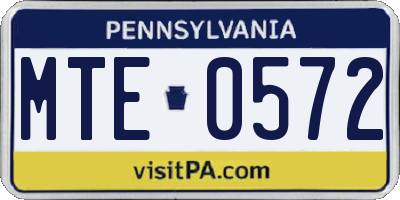 PA license plate MTE0572