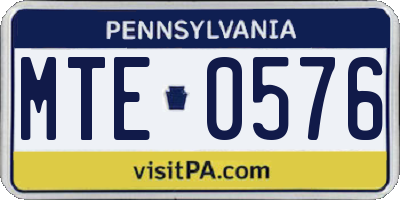 PA license plate MTE0576