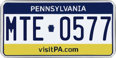 PA license plate MTE0577