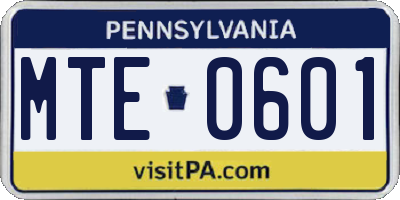 PA license plate MTE0601