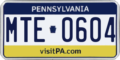 PA license plate MTE0604