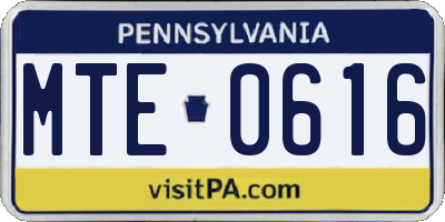 PA license plate MTE0616