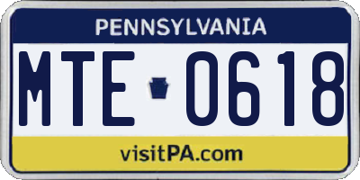 PA license plate MTE0618