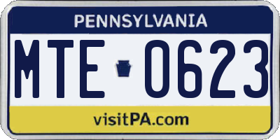 PA license plate MTE0623