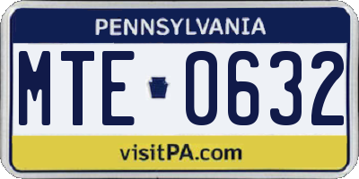 PA license plate MTE0632