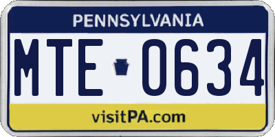PA license plate MTE0634