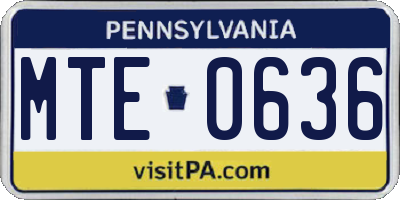 PA license plate MTE0636
