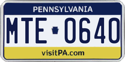 PA license plate MTE0640