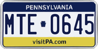 PA license plate MTE0645
