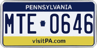 PA license plate MTE0646