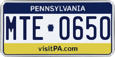 PA license plate MTE0650
