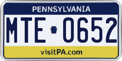 PA license plate MTE0652
