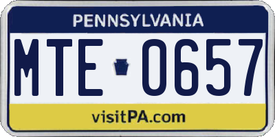 PA license plate MTE0657