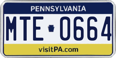 PA license plate MTE0664