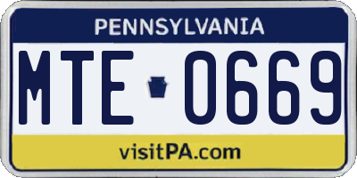 PA license plate MTE0669