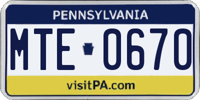PA license plate MTE0670