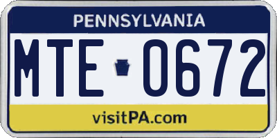 PA license plate MTE0672