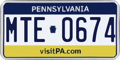 PA license plate MTE0674
