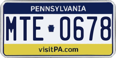 PA license plate MTE0678
