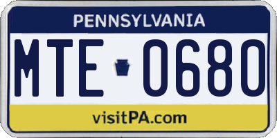 PA license plate MTE0680