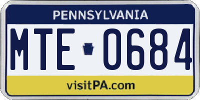 PA license plate MTE0684