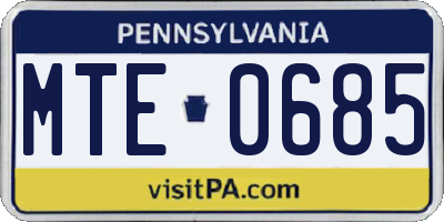 PA license plate MTE0685