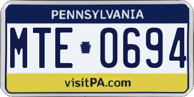PA license plate MTE0694