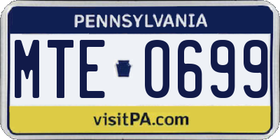 PA license plate MTE0699