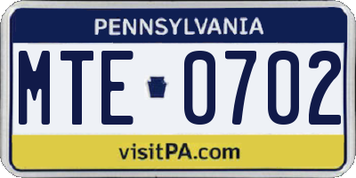 PA license plate MTE0702