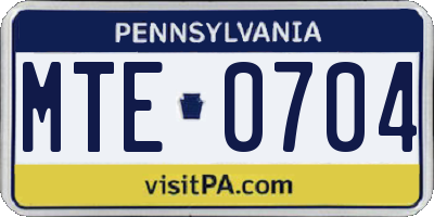 PA license plate MTE0704