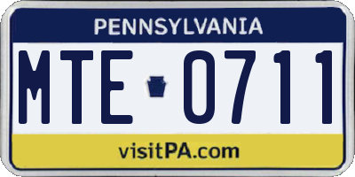 PA license plate MTE0711