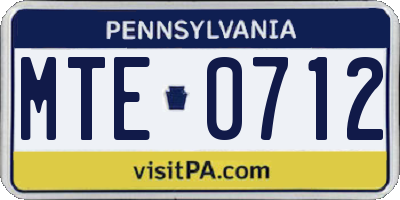 PA license plate MTE0712