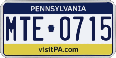 PA license plate MTE0715