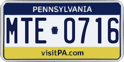 PA license plate MTE0716