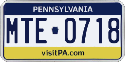 PA license plate MTE0718