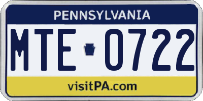PA license plate MTE0722