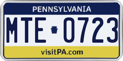 PA license plate MTE0723