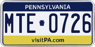 PA license plate MTE0726