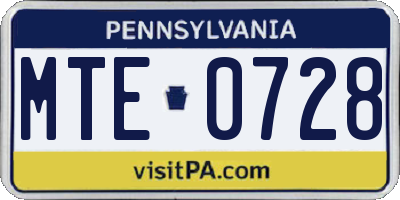PA license plate MTE0728