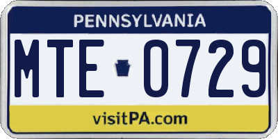 PA license plate MTE0729