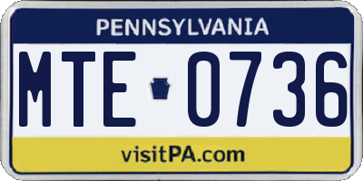 PA license plate MTE0736